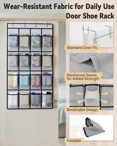 Heavy-Duty 16 Large Breathable Pockets Over Door <b>Shoe</b> Rack, for Entryway Closet & Bedroom Storage Organization - Product Image 5