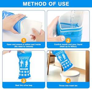 Kantong Urin Sekali Pakai 900ML dengan Ritsleting, Cetak Gravure, Bahan LDPE, untuk Wanita & Pria, Darurat, Perjalanan, Kantong Urin Portabel (Pribadi) - Product Image 4