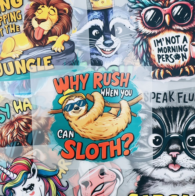 Custom Design Cartoon Animal Satirical Quotes DTF Printed Heat Transfer Stickers Silicone for Tshirt Heat Transfers