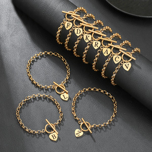 Bracelet en acier inoxydable pour femmes, pendentif en forme de cœur, chaîne O, bijoux tendance, cadeau - Product Image 1