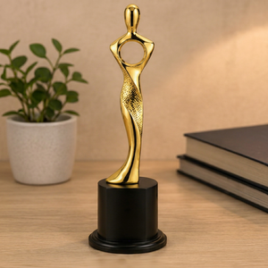 Trophée en métal moulé modèle 327, imprimé UV or, argent, rouge, base gravée, LOGO, récompense pour événements sportifs - Product Image 1