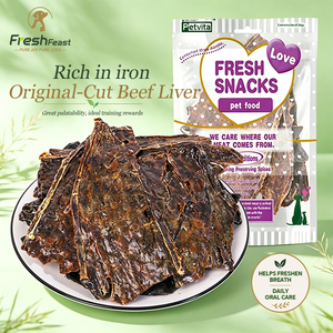 Friandises pour chiens séchées à l'air, directement <span class=keywords><strong>de</strong></span> l'usine : Tranches <span class=keywords><strong>de</strong></span> foie <span class=keywords><strong>de</strong></span> bœuf entières, viande séchée, friandises à mâcher et récompenses d'entraînement pour chiens, sans additifs - Product Image 1