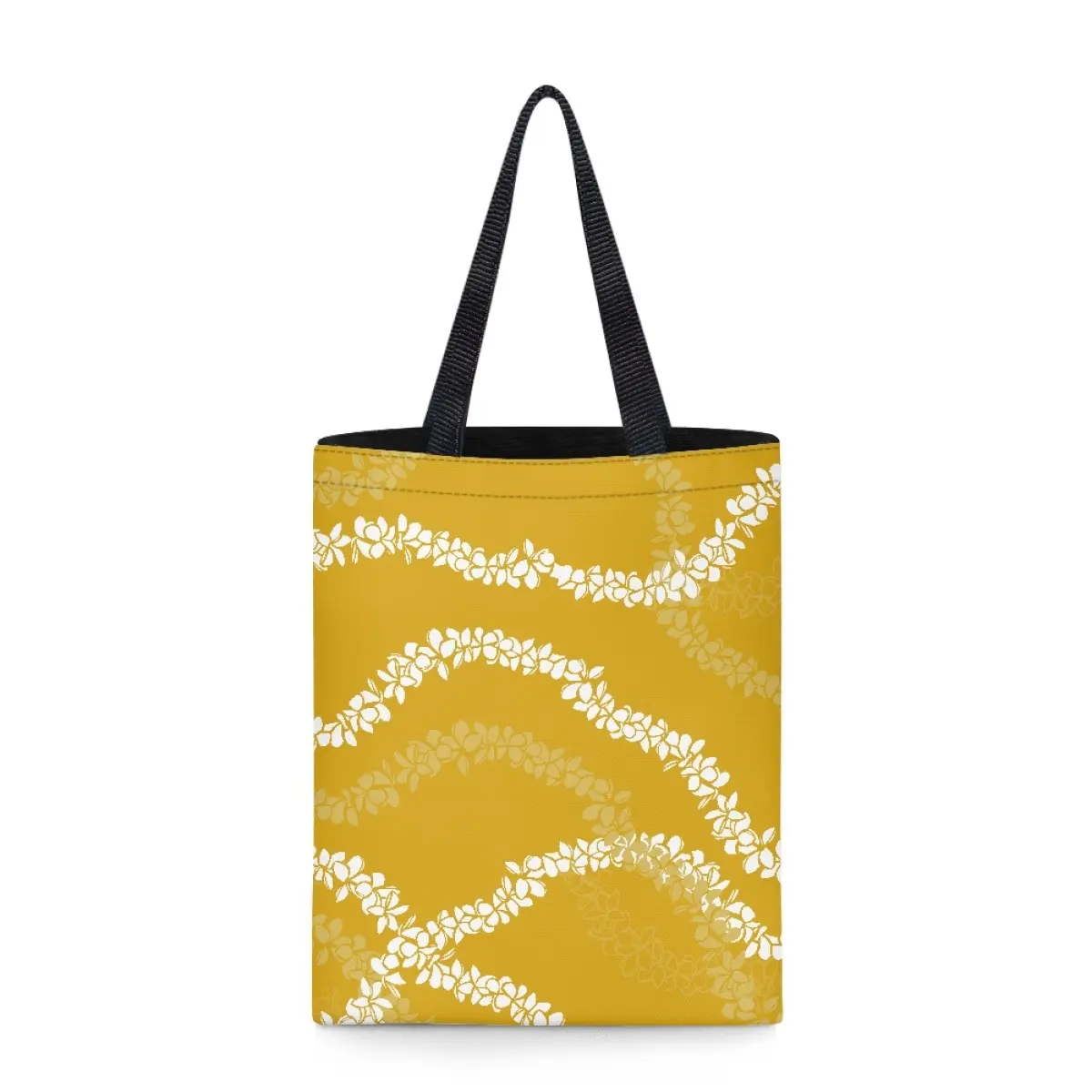 पीले पुकेनी फूल की खरीदारी बैग कैनवास टोटे बैग प्रिंट मांग पर पुन: प्रयोज्य कपड़ा हैंडबैग कस्टम कंधे थोक