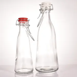 professional 500ml 0.5oz fancy cone empty glass bottle for Liquor with ceramic swing top for beverages olive sauce