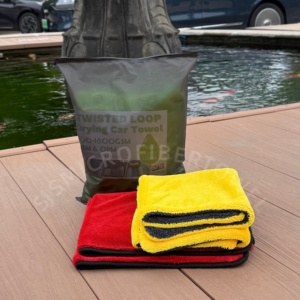 Serviette en microfibre sans bords 600 GSM ultra douce 40x40cm pour lavage de voiture, serviette à boucles torsadées pour le detailing automobile - Product Image 1