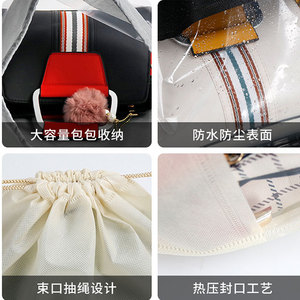 Sac de rangement pour chaussures en tissu non tissé épaissi et plastique transparent, anti-poussière, résistant à l'eau, recyclable, avec cordon de serrage, pour femme, tendance - Product Image 5