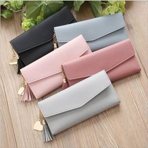 I-0182 Long Women's Tassel Fashion <b>Zipper</b> Closure Waterproof PU Leather <b>Wallet</b> with Card Holder and Clutch - Product Image 1