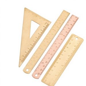 Règle droite en alliage d'<span class=keywords><strong>or</strong></span>, design créatif et tendance, quatre pièces, logo métallique électroplaqué personnalisé, 15 cm, promotion étudiante - Product Image 1