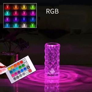 Lampe de table en diamant IStapromo Gifts, lampe de bureau en acrylique cristal LED, rechargeable par USB, lumière de table tactile à effet d'ombre de rose - Product Image 2