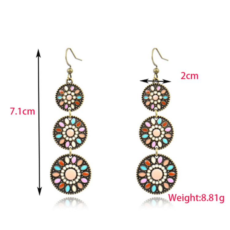 Trendz Cloisonné Rétro Style Ethnique Goutte D'huile Européen Et Américain De Noël Boucles D'oreilles