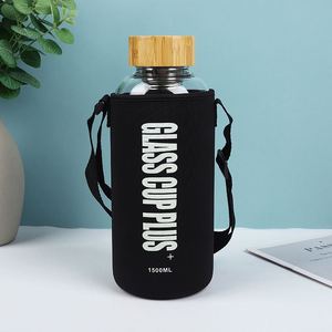 Portable Eco-friendly 18oz-64oz Leakproof Glass Water Bottle with Bamboo Lid Indoor/Outdoor <b>Drinkware</b> for Adults - Product Image 4