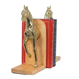 Chất lượng cao hàng đầu bán nhôm động vật Ngựa mèo Hươu Bull bookends vàng màu kim loại ngựa bookends Bộ 2 cho thư viện