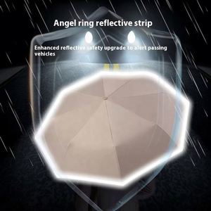 Nuevo Paraguas Moderno Manual de 8 Varillas con Apertura Manual, Hebilla de Anillo, Tira Reflectante de Seguridad, para Adultos, con Revestimiento Negro, Protección Solar y contra la Lluvia - Product Image 3