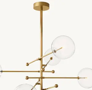 Американская дизайнерская Роскошная лампа со стеклянным глобусом, мобильная шестиугольная люстра 55 дюймов для использования в гостиной
