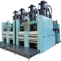 Machine d'injection automatique de semelles en caoutchouc LARY LRS165-4ST haute efficacité, 4 stations, 1650 KN, motorisée et contrôlée par PLC