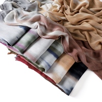 Hijabs en tissu rayonne, foulard à franges à trois couleurs, châle texturé froissé, doux, pour femmes musulmanes, voile modeste