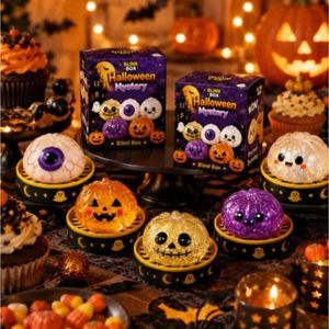 Caja Sorpresa de Juguetes Blandos de Halloween de 8.5cm con Purpurina: Lindos Fantasmas, Calabazas y Ojos para Apretar y Aliviar el Estrés, Regalo de Halloween para Niños - Product Image 6