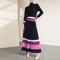 Ensemble de style décontracté plissé Miyake de haute qualité, dernier modèle, chemise Miyake imprimée et jupe longue plissée imprimée, ensemble deux pièces