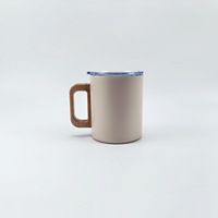 Mug isotherme en acier inoxydable écologique personnalisé de 450 ml, avec poignée en bois et couvercle, pour le bureau, maintient au chaud pendant 6 à 12 heures