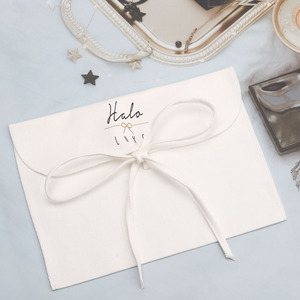 Recyclable Custom Logo Printed Cotton Twill <b>Envelop</b> Bag <b>White</b> Small Size for Cosmetic Make up Shopping Gift Cloth Dust Pouch - Product Image 2