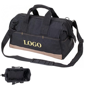 Túi đựng dụng cụ du lịch di động bán buôn, chất liệu vải bố sáp bền, miệng rộng, có dây đeo vai - Product Image 1