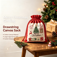 Sac en toile à cordon de serrage pour Noël, sac cadeau de Noël réutilisable, écologique, sac de rangement pour cadeaux de Noël, sac de shopping, motif personnalisé avec logo