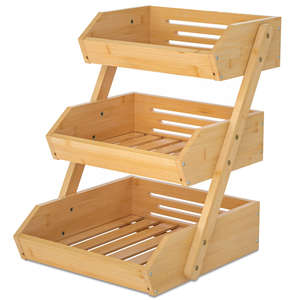 Support à fruits en bambou pour comptoir de cuisine, idéal pour le pain, les légumes, les produits frais, le <span class=keywords><strong>rangement</strong></span> et la présentation à domicile - Product Image 1