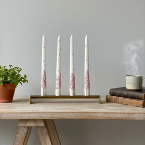 Cherry Blossom Elegance Handcrafted Soy Paraffin Wax Smokeless Lavender Taper <b>Candle</b> <b>Set</b> 4 for Christmas Decor Winter - Product Image 1