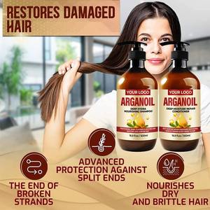 Shampooing et après-shampooing à l'huile d'argan bio, traitement coiffant liquide sans rinçage anti-frisottis, formule concentrée pour tous, marque privée - Product Image 6