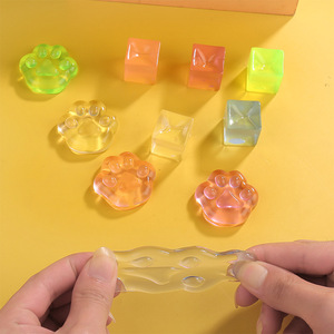 Jouet anti-stress populaire en caoutchouc transparent au sel marin, en forme de patte de chat collante, à presser, en forme de cube de glace - Product Image 2