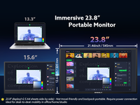 Moniteur LCD portable 23,8 pouces 120 Hz 1080p FHD, écran de jeu externe pour ordinateur portable, PC, Switch, PS4, Xbox, travail de bureau