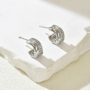 Charme Cuivre En Forme De Cercle C Design Boucles D'oreilles Avec Zircon Pierres Nouveau Style À La Mode Élégant Cadeau À La Mode - Product Image 5