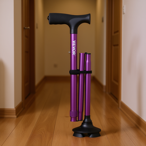 Canne de marche pliable Vevor, réglable en hauteur sur 8 niveaux, en alliage d'aluminium avec base à 4 branches pour le soutien et l'assistance à la mobilité - Product Image 2