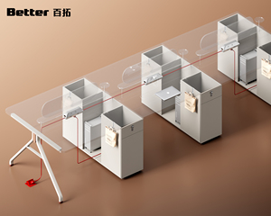 Estación de Trabajo Lineal Moderna para 4 Personas, Escritorio Modular para Personal con Pantalla Divisoria, Gabinete de Almacenamiento, Fácil Montaje para Oficina Abierta - Product Image 6