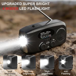 Radio d'urgence solaire à manivelle 6000mAh, radio AM FM NOAA avec alarme SOS, lampe torche LED, chargeur USB pour le camping - Product Image 4