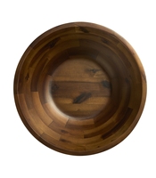 Bol de service rond en bois d'acacia de luxe, unique et grand, pour soupes, aliments, légumes, fruits et salades