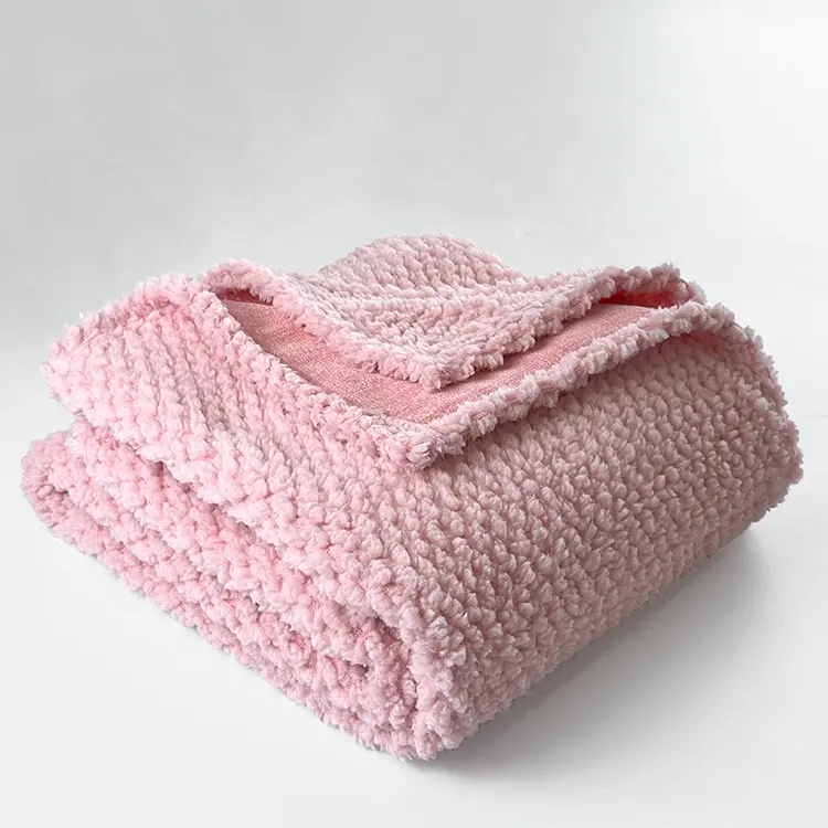 Утолщенное двухстороннее однотонное розовое одеяло на заказ для зимнего постельного белья