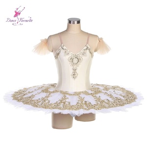 Tutu de Ballet pré-professionnel BLL537 corsage en Spandex ivoire garniture dorée jupe en Tulle immobile jupe de <span class=keywords><strong>danse</strong></span> en strass - Product Image 1