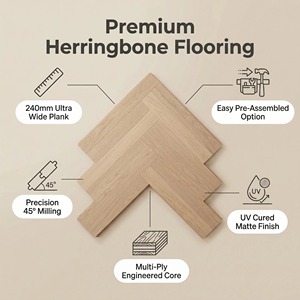 <span class=keywords><strong>Parquet</strong></span> en chêne blanc haut de gamme multicouche à chevrons, âme en bouleau russe, 15 mm, certifié E0, pour usage extérieur et intérieur (salle de séjour) - Product Image 4