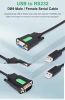 Câble série USB vers RS232 industriel, type A vers DB9 femelle, puce FT232RNL d'origine, ligne de communication de données série de 1,5 m