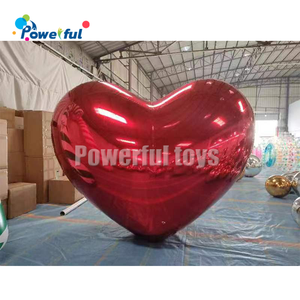 Boule miroir géante suspendue, réfléchissante, colorée, brillante, laser, gonflable, en forme de cœur, ballon d'amour pour la décoration - Product Image 4