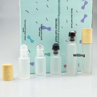 Flacon rechargeable en verre dépoli mat XS 5ml/10ml avec couvercle effet bois pour parfum et huile essentielle, sérigraphie, sans diffuseur à bâtonnets