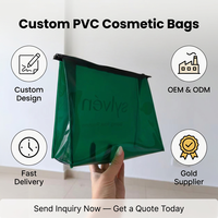 Pochette cosmétique transparente en PVC avec logo personnalisé, fermeture éclair noire, OEM et ODM pris en charge
