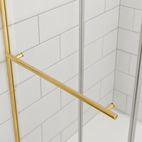 Cabine de douche d'angle sans cadre haut de gamme, porte coulissante en verre trempé de 8 mm, quincaillerie brossée, salle de bain d'hôtel de luxe