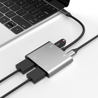 Adaptor Splitter USB-C ke Dual 4K, Konverter USB Type C ke Monitor Ganda 4K 60HZ, Hub USB C