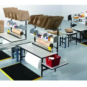 Línea de montaje ESD mesa de embalaje Paquete de fábrica banco de trabajo estación de embalaje industrial