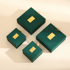 Custom Logo Dark Green Luxury Wooden Jewelry <b>Box</b> Pendant Gift Necklace <b>Earring</b> Ring Jewellery Packaging <b>Box</b> - Product Image 2