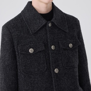 Veste en laine mélangée pour homme - <span class=keywords><strong>Manteau</strong></span> décontracté gris foncé style safari avec plusieurs poches pour les trajets quotidiens et les tenues professionnelles d'<span class=keywords><strong>hiver</strong></span> - Product Image 4