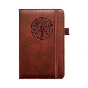 Mini A6 Size Brown Leather <b>Journal</b> Pocket Notebook Hardcover with 100 Thermal Bound Sheets Gift - Product Image 1