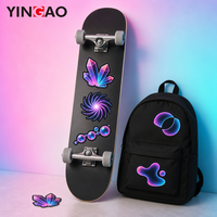 Feuille d'autocollants personnalisés découpés à la forme, motif Y2K dégradé abstrait Lune de cristal, en vinyle imperméable pour coque de téléphone, écouteurs, skateboard